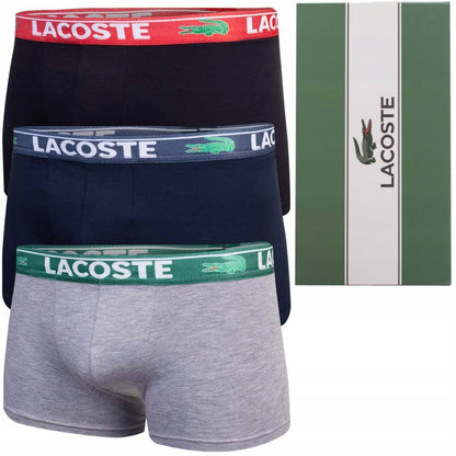 Męskie bokserki GIFTBOX PREZENT bawełniane majtki LACOSTE 3P