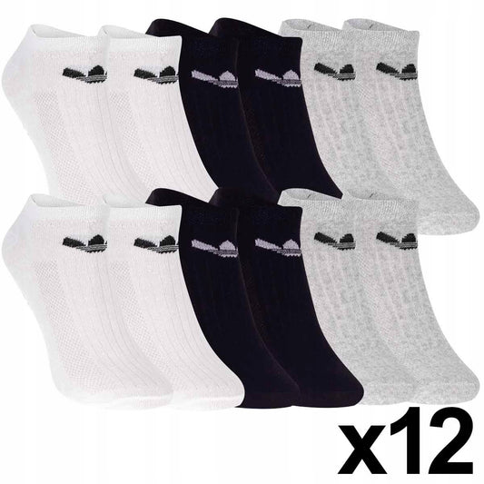 Skarpetki ADIDAS stopki 12 PAR BAWEŁNA szare/czarne/białe