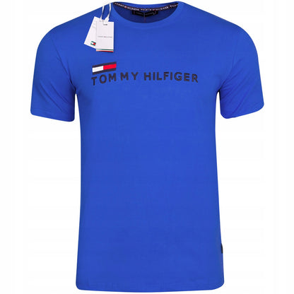Koszulka męska t-shirt TOMMY HILFIGER 100% bawełna niebieska