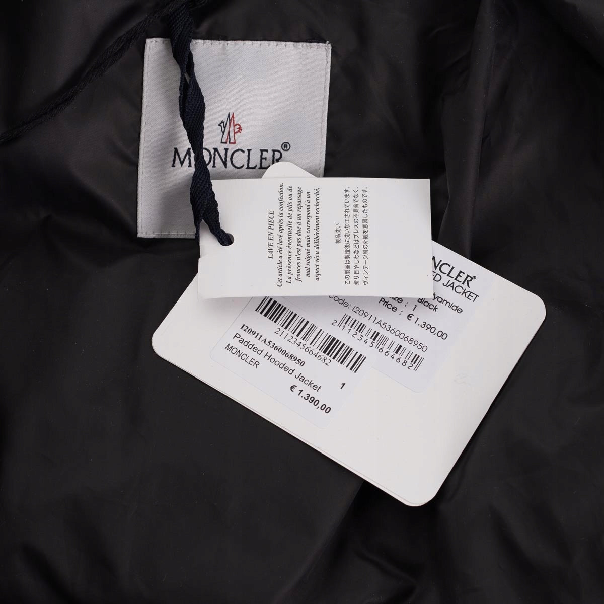 Pikowana puchowa kurtka męska MONCLER zimowa czarna 52