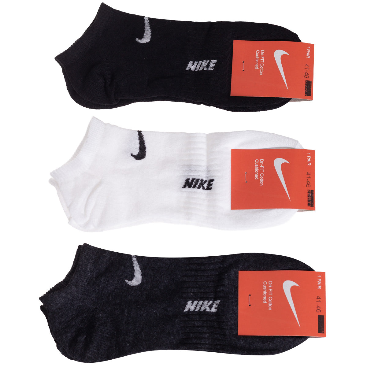 Skarpetki NIKE stopki 12 par białe/czarne/grafitowe