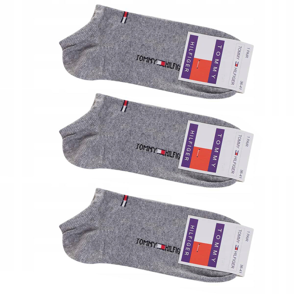 Skarpetki TOMMY HILFIGER stopki 12 par 100% BAWEŁNA szare