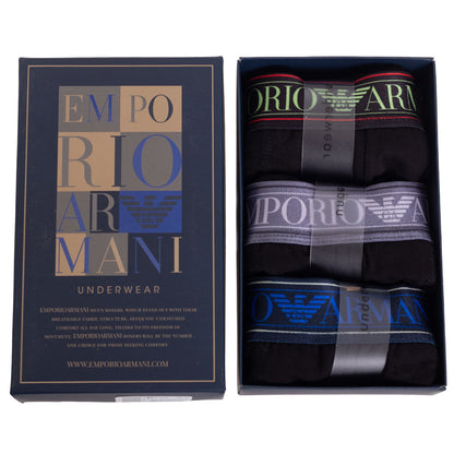 GIFTBOX Bokserki męskie EMPORIO ARMANI majtki PREZENT 3 PARY BAWEŁNA czarne