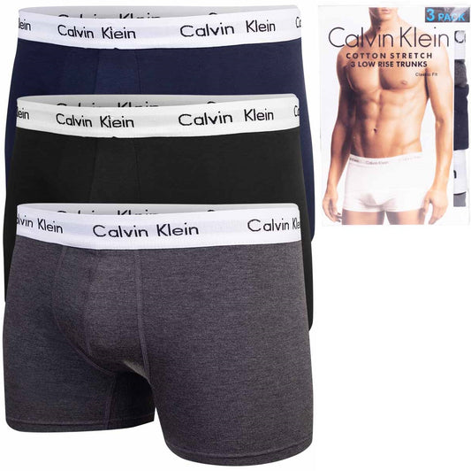 Męskie bokserki bawełniane CALVIN KLEIN 3P czarne, granatowe, grafitowe