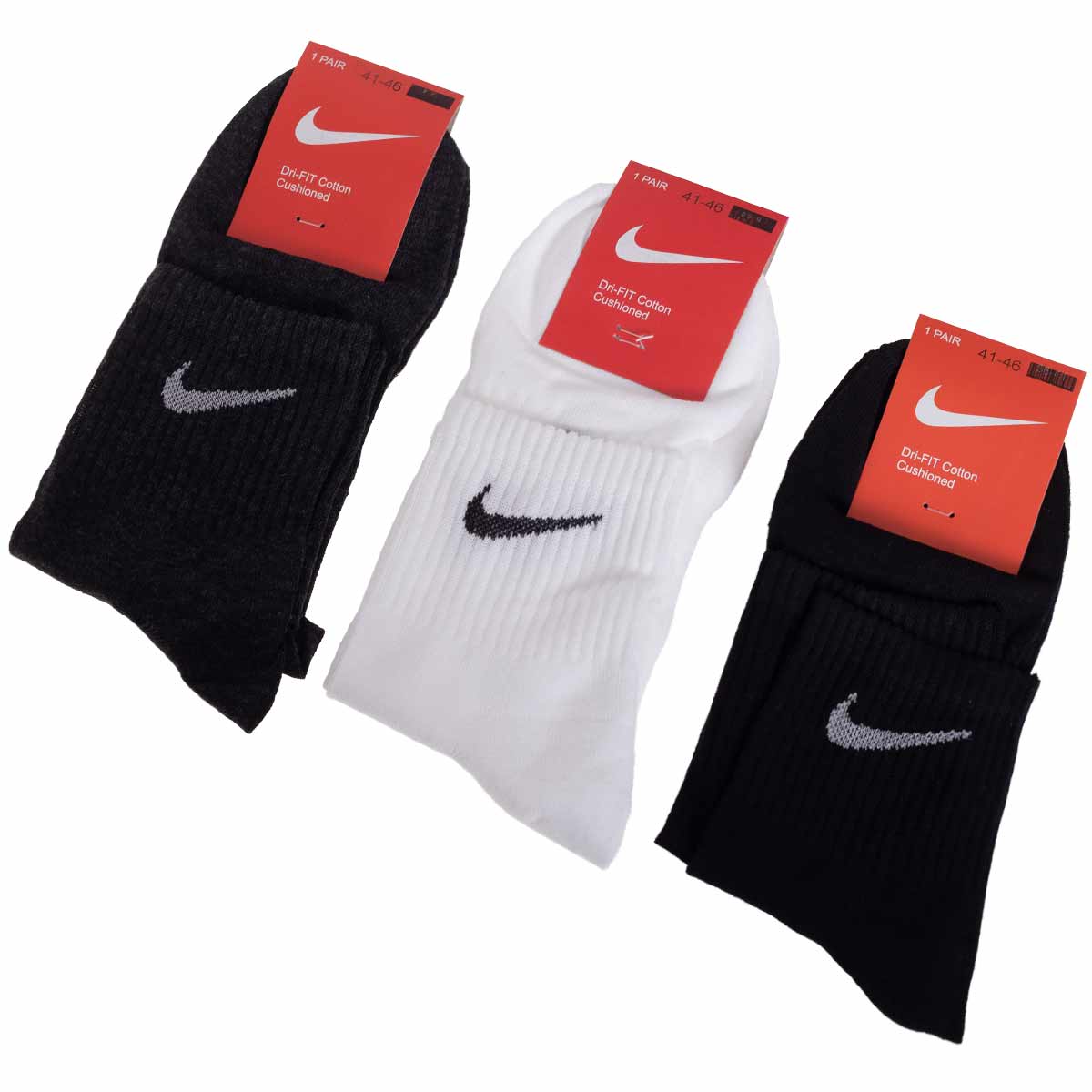 Skarpetki NIKE skarpety 100% bawełna 12 PAR białe/czarne/grafitowe