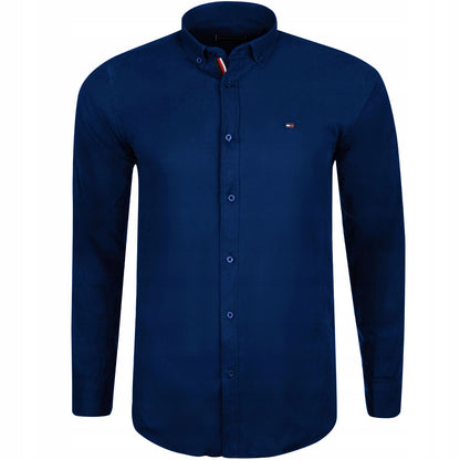 Koszula męska TOMMY HILFIGER długi rękaw BAWEŁNA granatowa