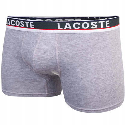 Męskie bokserki bawełniane majtki LACOSTE 3P czarne, granatowe, szare