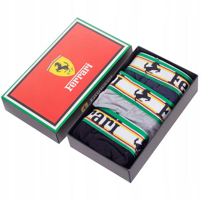 Męskie bokserki GIFTBOX PREZENT FERRARI 3P czarne, granatowe, szare