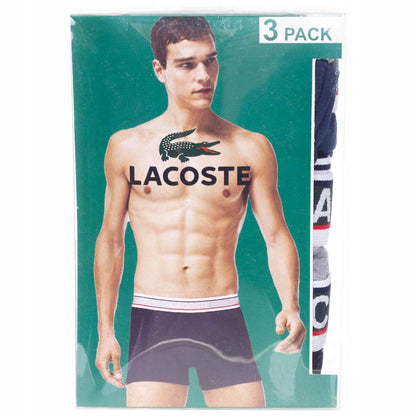 Męskie bokserki bawełniane majtki LACOSTE 3P czarne, granatowe, szare