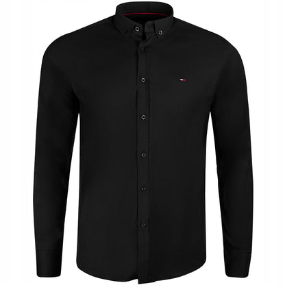 Koszula męska TOMMY HILFIGER wizytowa długi rękaw BAWEŁNA czarna