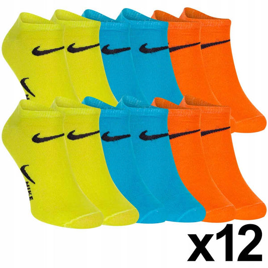 Skarpetki NIKE stopki 12 PAR pomarańczowe/niebieskie/ zielone