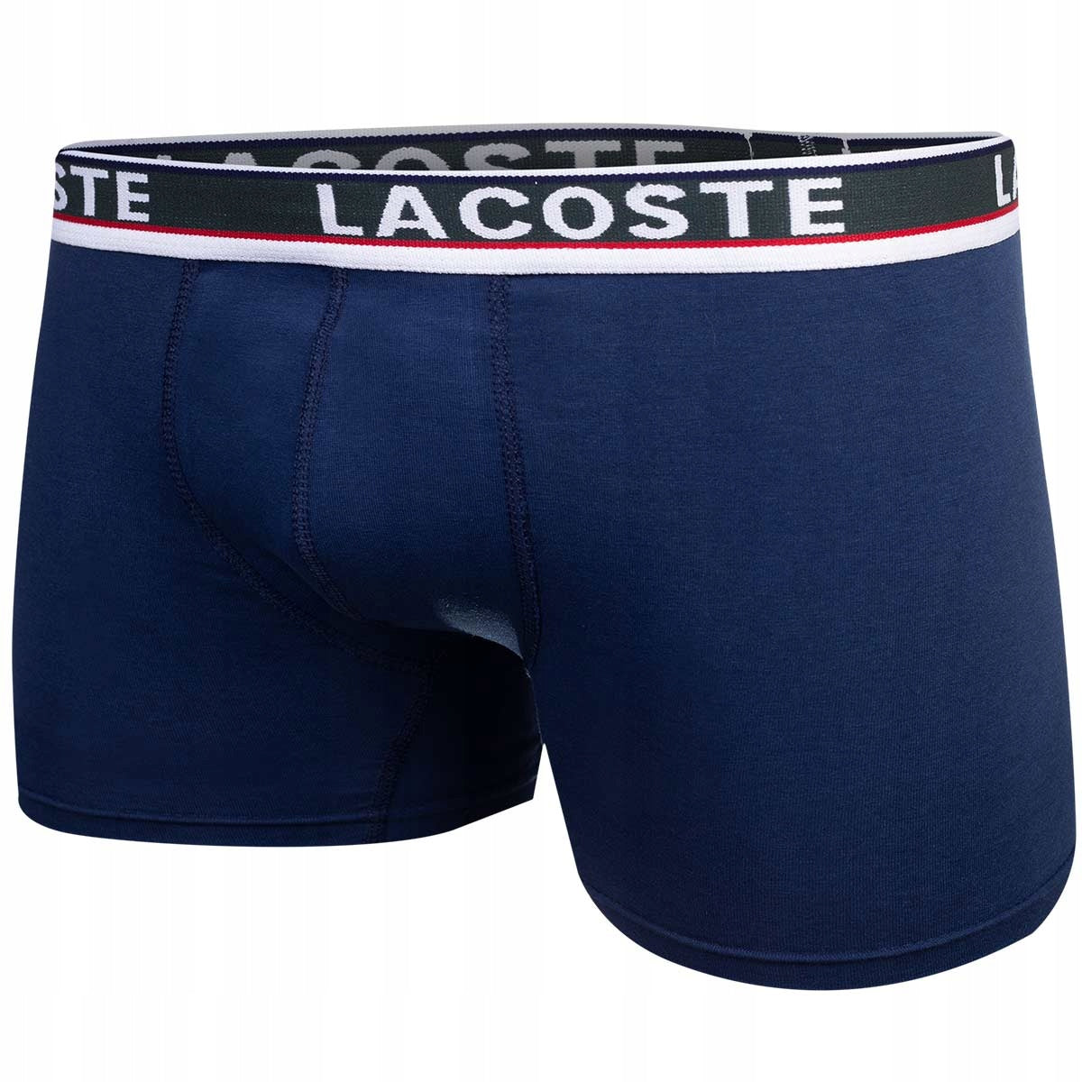 Męskie bokserki bawełniane majtki LACOSTE 3P czarne, granatowe, szare