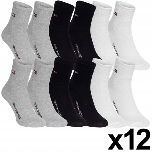 Skarpetki TOMMY HILFIGER skarpety 12 par bawełna czarne/szare/białe