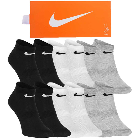 Męskie skarpetki GIFTBOX PREZENT stopki NIKE 6P czarne,białe,szare one size