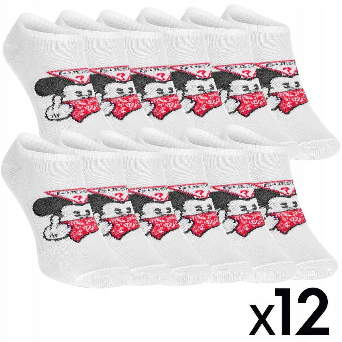Skarpetki GUESS stopki 12 par BAWEŁNA białe MYSZKA MICKEY