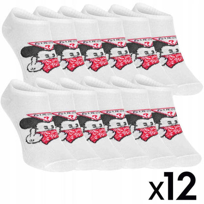 Skarpetki GUESS stopki 12 par BAWEŁNA białe MYSZKA MICKEY