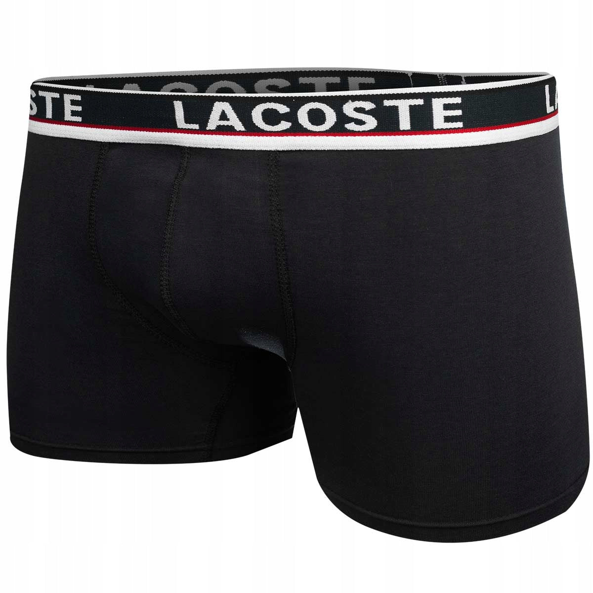 Męskie bokserki bawełniane majtki LACOSTE 3P czarne, granatowe, szare
