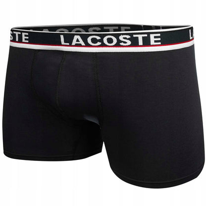 Męskie bokserki bawełniane majtki LACOSTE 3P czarne, granatowe, szare