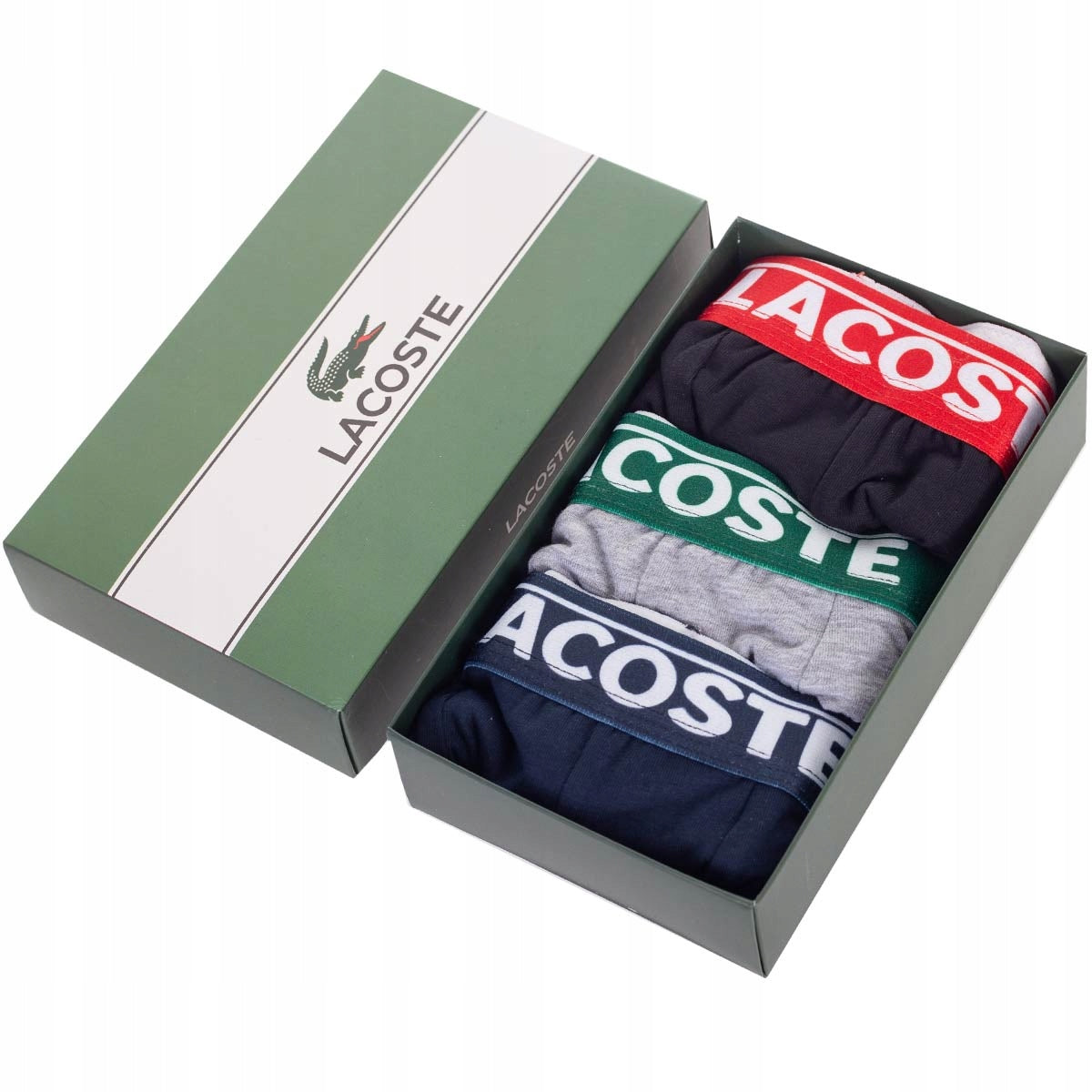 Męskie bokserki GIFTBOX PREZENT bawełniane majtki LACOSTE 3P