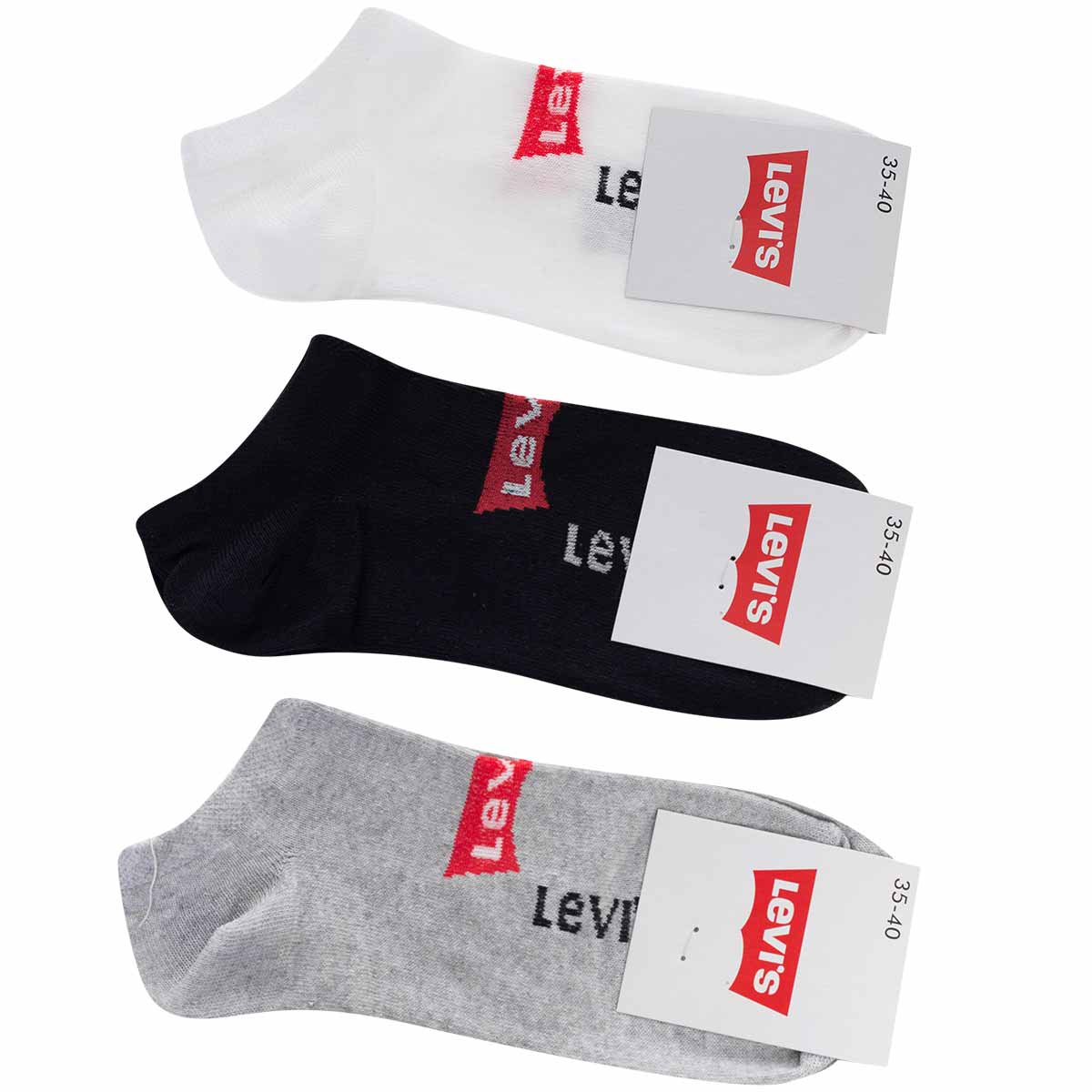 Skarpetki LEVI'S stopki 12 par BAWEŁNA białe/szare/czarne