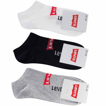 Skarpetki LEVI'S stopki 12 par BAWEŁNA białe/szare/czarne
