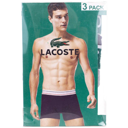 Męskie bokserki bawełniane majtki LACOSTE 3P czarne, granatowe, szare