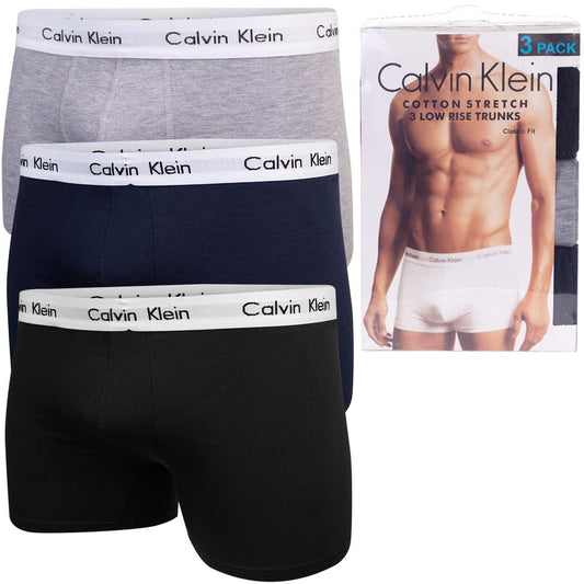 Męskie bokserki bawełniane CALVIN KLEIN 3P czarne, granatowe, szare