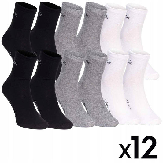 Skarpetki CALVIN KLEIN skarpety bawełna 12 par szare/białe/czarne