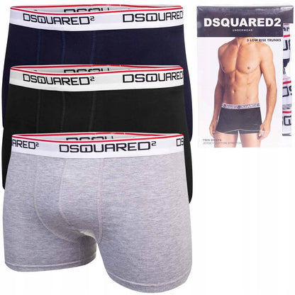 Męskie bokserki bawełniane majtki DSQUARED2 3P czarne, granatowe, szare