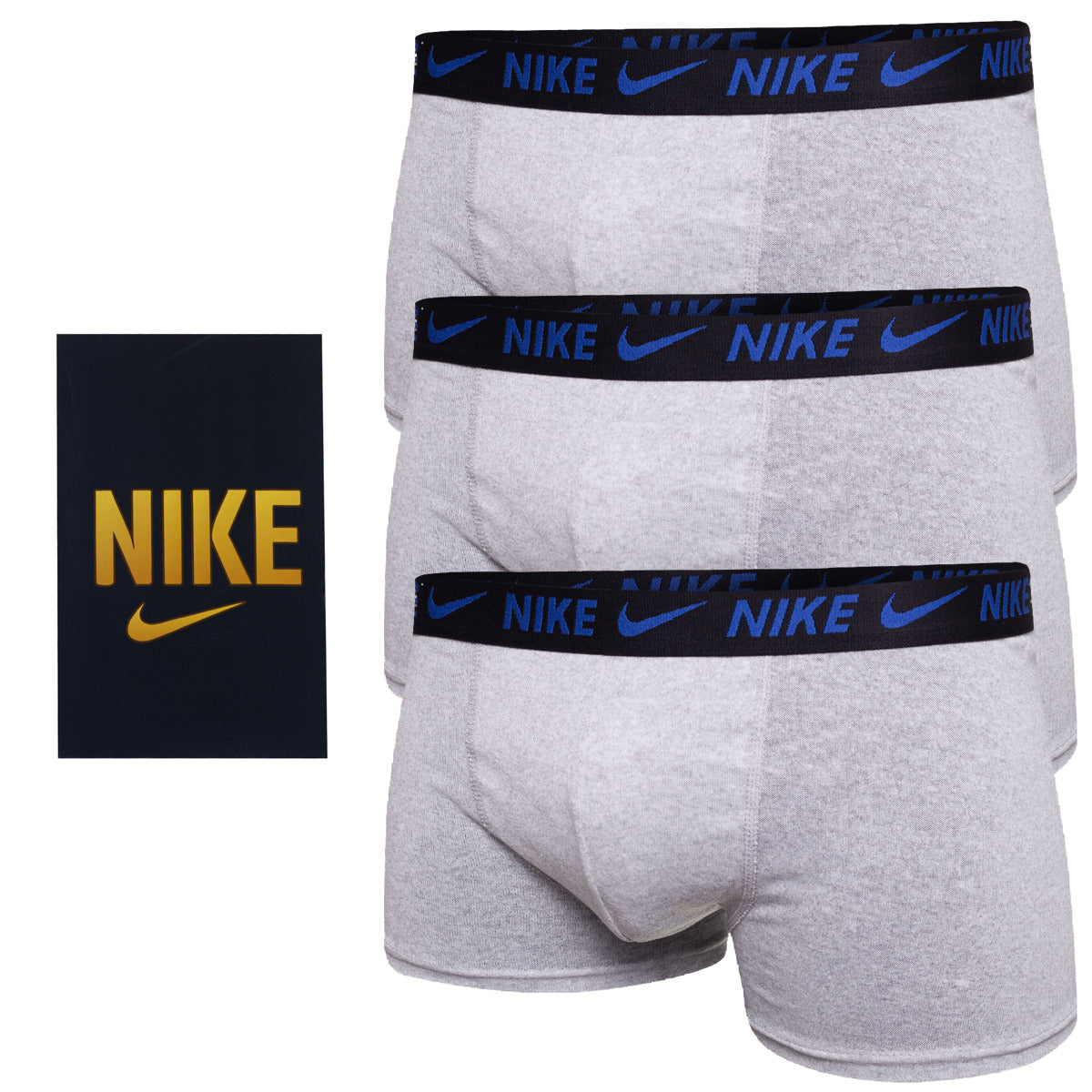 GIFTBOX Bokserki męskie NIKE majtki PREZENT 3 PARY BAWEŁNA szare